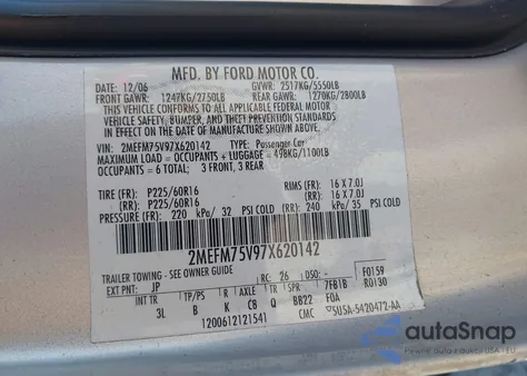 2007 Mercury Grand Marquis Ls z USA, uszkodzony, nr VIN 2MEFM75V97X620142